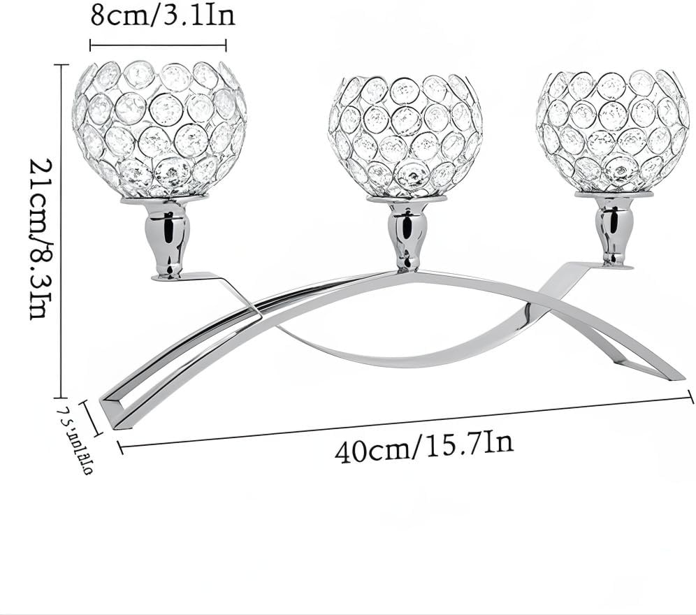 Crystal Candle Holders 3 Arms Silver Candelabras,Candle Holder, Crystal Table Centerpieces,Buffet Cabinet Candelabra
