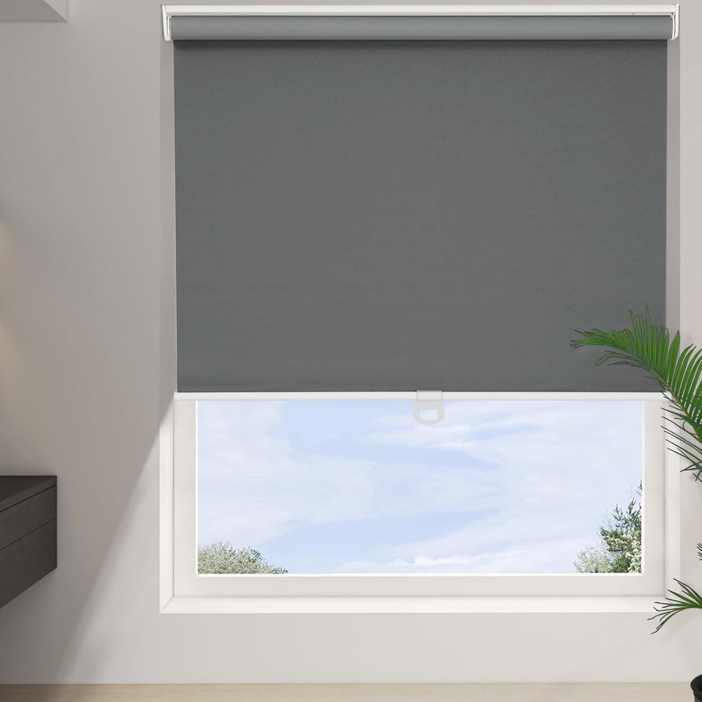Blackout Roller Shades Cordless for Windows, 100% Room Darkening Window Blinds, Thermal Insulated UV Protection, Easy