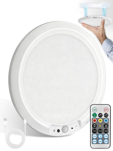 Rechargeable Ceiling Light, Battery Operated Motion Sensor Closet Light with Remote, 3 Color Temperatures