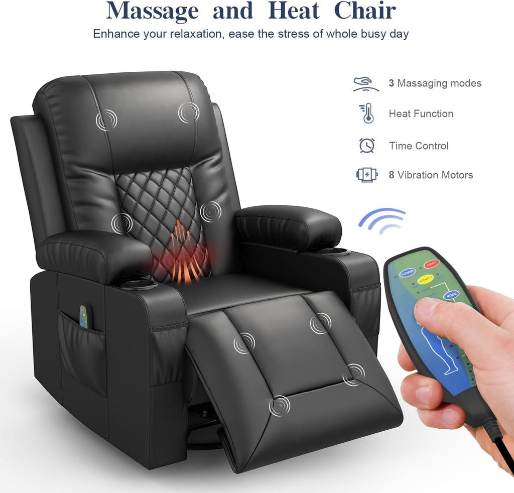 Recliner Chairs for Adults, FSC Certified Massage Reclining Chair with Heated Modern, Ergonomic Lounge Single
