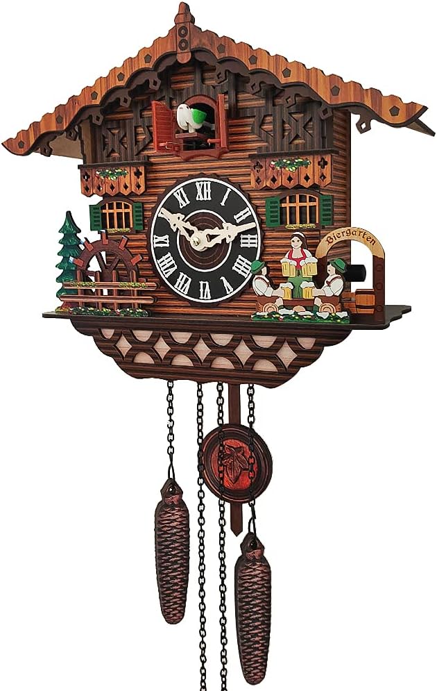 Traditional Black Forest Cuckoo Clock, Newly Wood Coo Coo Clock Decorative Wall Clock with Pendulum and Chiming Function - Perfect Wall...