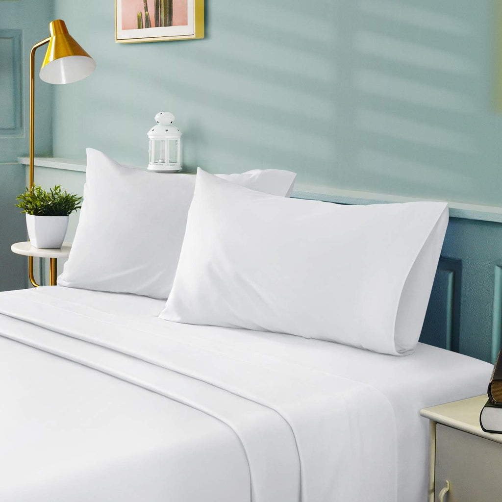 Hotel Luxury Bed Sheets Set 6 Piece(Full, White) - Super Soft 1800 Thread Count 100% Microfiber Sheets with Deep