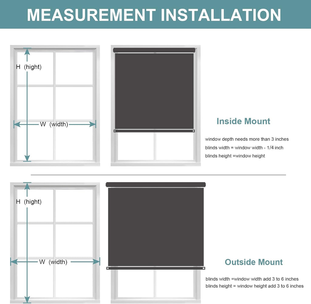 Custom Size Roller Shades Corded Blackout Binds with Valance, Light Blocking Fabric Room Darkening Customized Roller