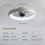 Modern Dimmable LED Ceiling Fan with Lights, 20'' Low Profile Flush Mount, 6 Wind Speeds, Smart Ceiling Fan for Bedroom, Kids Room (White) A101-B0BWXM5649