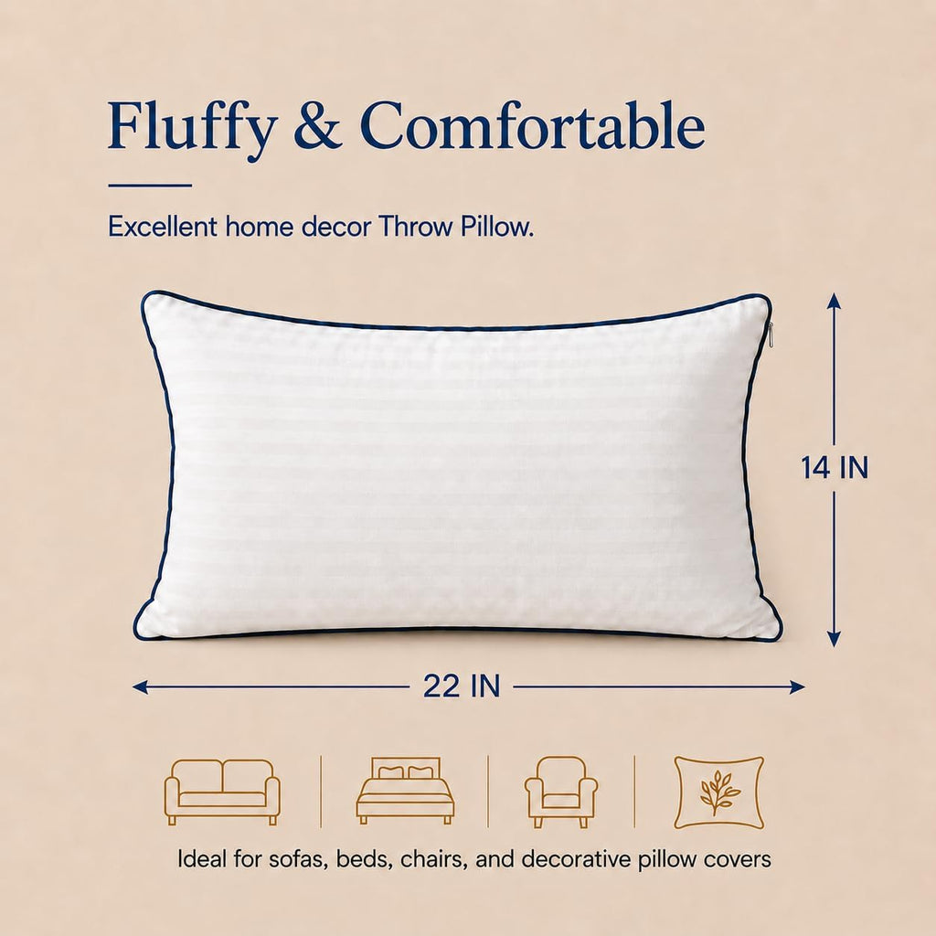 12x20 Throw Pillow Insert, Shredded Memory Foam Filling, Lumbar Cushion