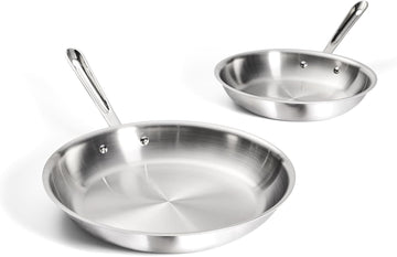 D3 Stainless Steel 10 and 12 inch Frying Pans Set - the USA- The Original Bonded Professional Cookware- Oven Safe &