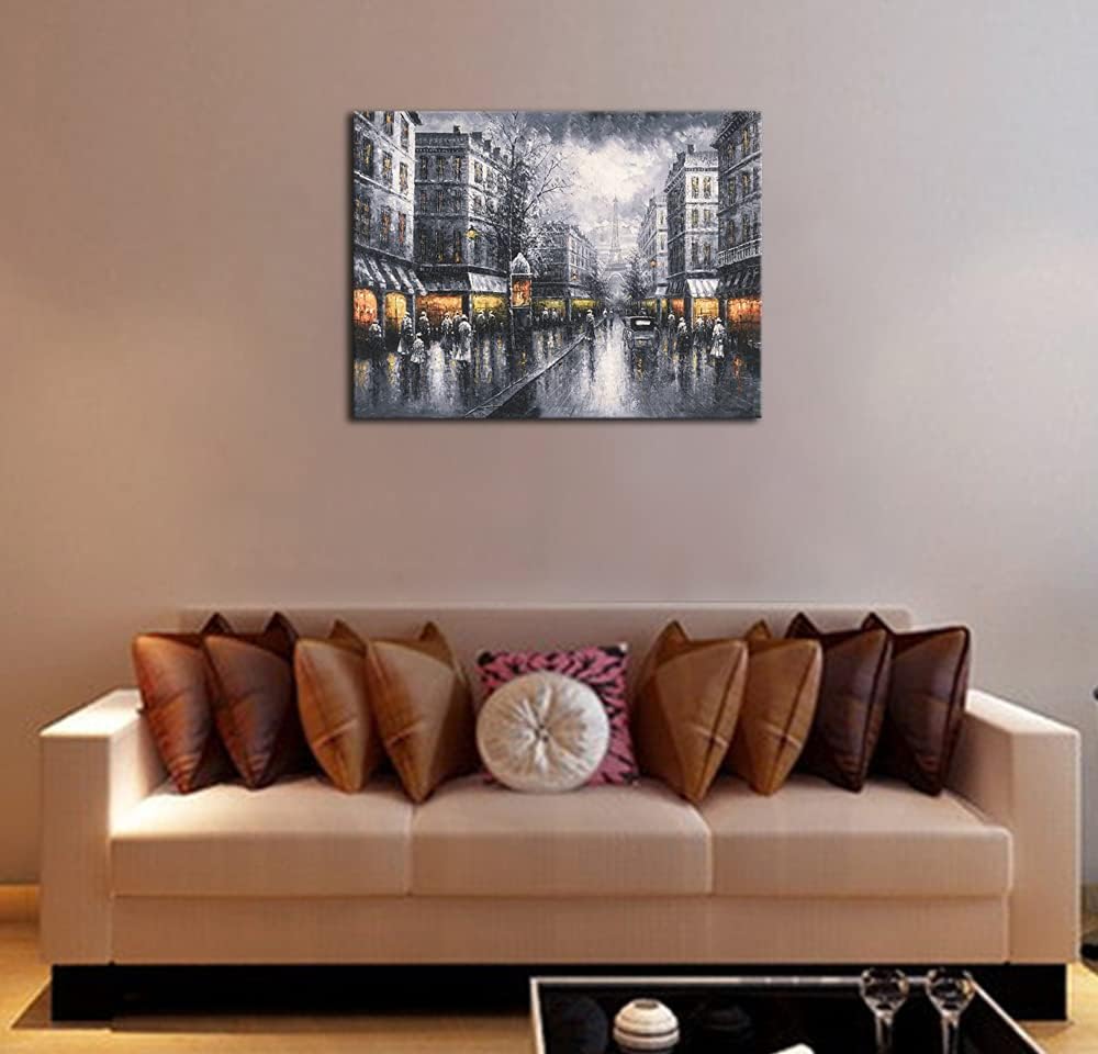 Paris Street View Large Modern Wrapped Giclee Cityscape Artwork Contemporary Landscape City Oil Paintings