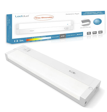 LED Under Cabinet Lighting Hardwired or Plug in, 12 Inch 6W, Dimmable 5 Color 2700K/3000K/3500K/4000K/5000K, Linkable