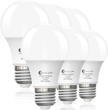6-Pack A19 LED Light Bulbs,60 Watt Equivalent Daylight 5000K with E26 Base,Efficient 9W,800 Lumens Non-Dimmable LED