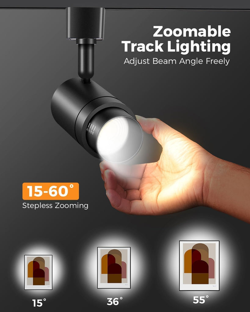 Plug in Track Lighting with Power Cord, 8-Light 3000K Black