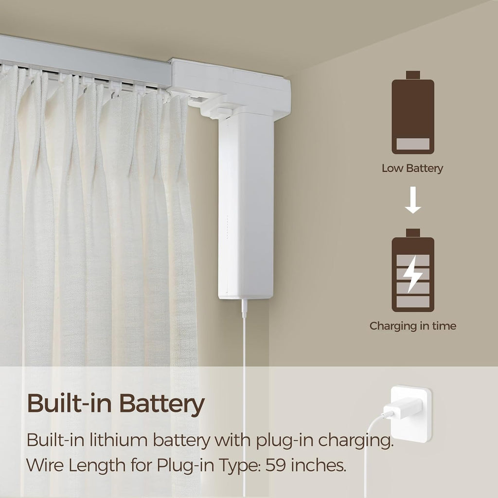 Electric Smart Curtain Track for Ceiling Mount and Wall Mount, 200 Inches Motorized Curtains Rail System Compatible