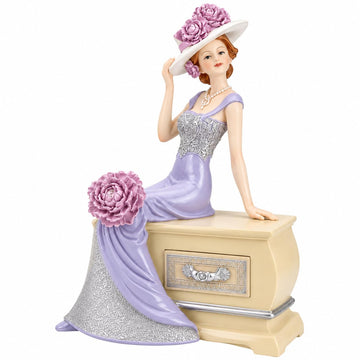 12.4 Inch Victorian Lady Figurine, Elegant Lavender Gown