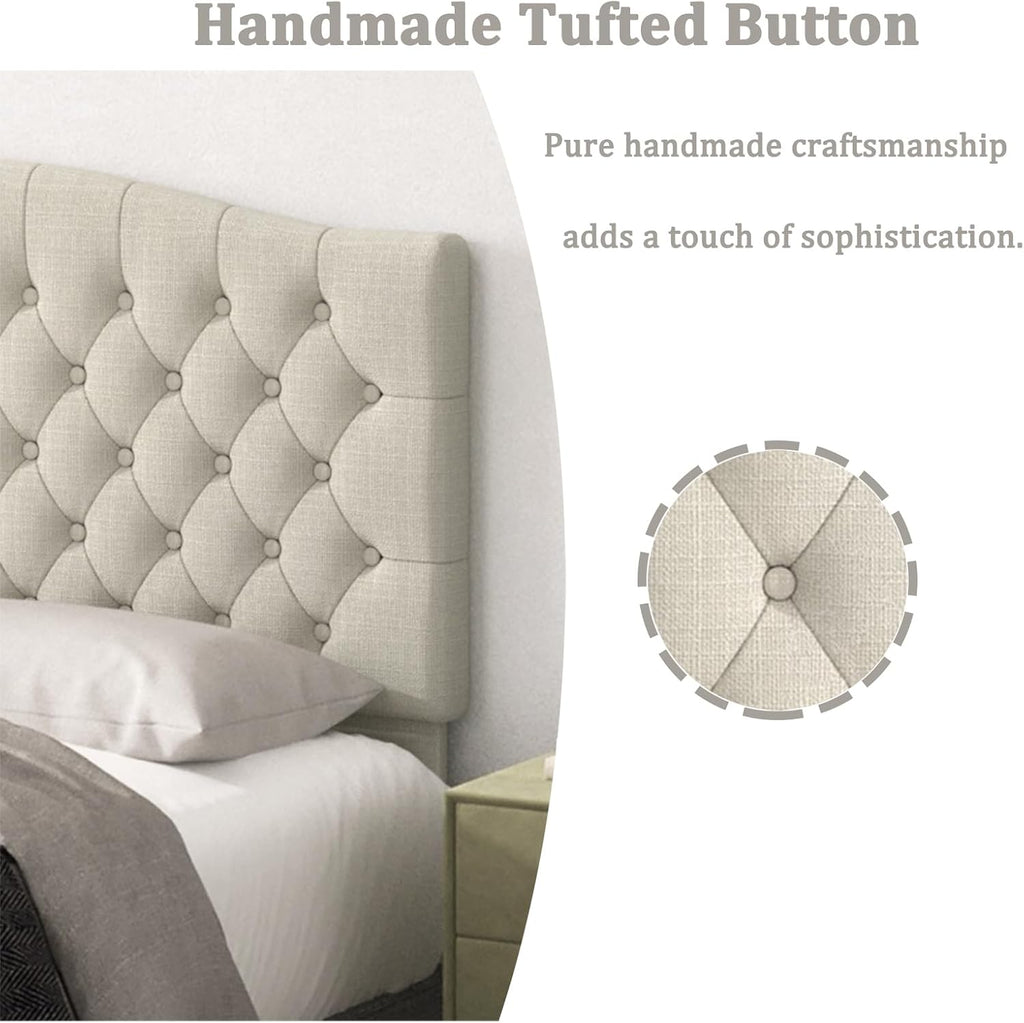 Queen Headboard Only, Upholstered Headboard for Adjustable Bed Linen Tufted Queen/Full Wall Mounted Head Board with