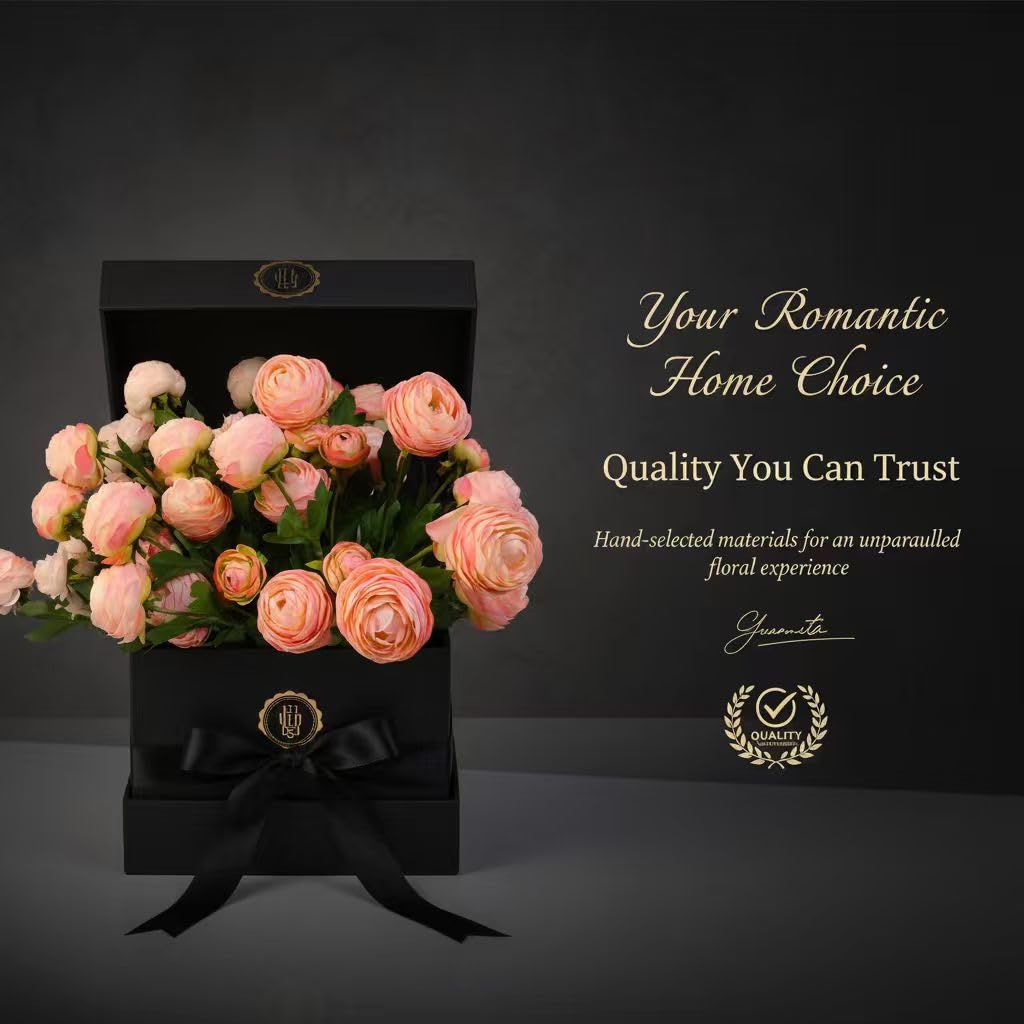 20 Stems Artificial Ranunculus Flowers, Faux Silk Blush Pink & Light Pink Bouquet, Realistic Fake Flowers for Vase