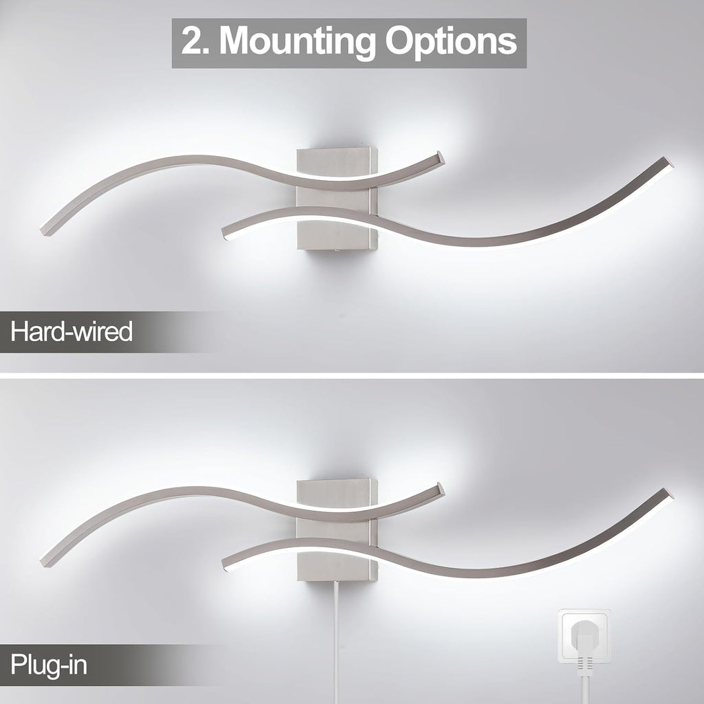 Modern Led Wall Light, 39inch Brushed Nickel Indoor Led Wall Sconce Lighting Hallway Bedroom Bedside Wall Lamp