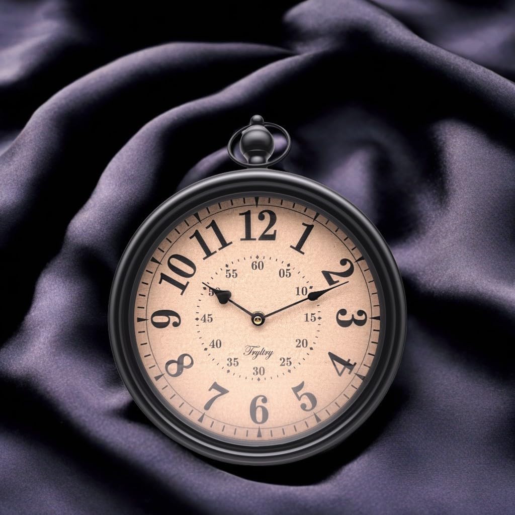 Retro Round Wall Clock Metal Vintage Antique Wall Clocks Battery Operated Old Design Style for Kitchen