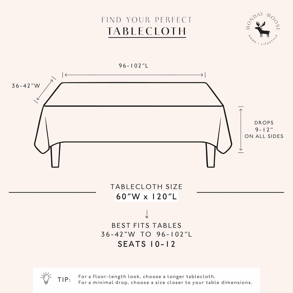 Ruffle Farmhouse Rustic Rectangle Natural Stonewashed Cotton Tablecloth (60x120 inch, White)