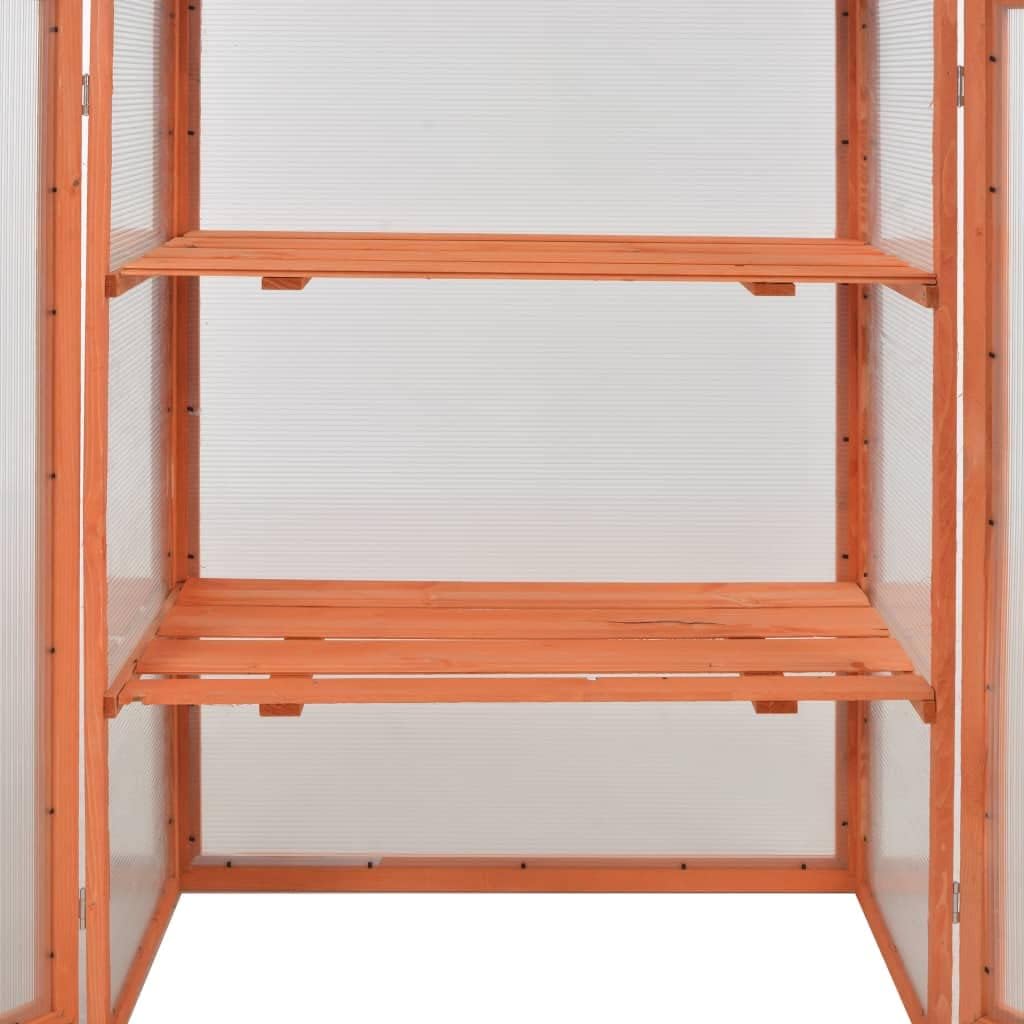 Wooden Garden Greenhouse Cold Frame for Herbs and Flowers with 2 Shelves and Hinged Lid, 29.5"x18.5"x42.9" Outdoor