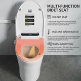 Heated Elongated Bidet Toilet Seat with LED Display, Remote Control, Soft-Close Lid, Warm Water, Air Dryer, Feminine Wash, Self-Cleaning Nozzle