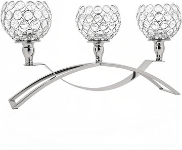 Crystal Candle Holders 3 Arms Silver Candelabras,Candle Holder, Crystal Table Centerpieces,Buffet Cabinet Candelabra