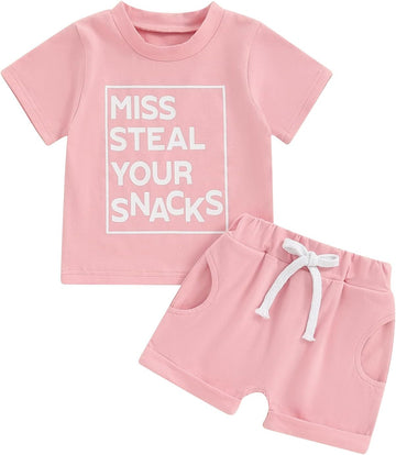 Toddler Baby Girl Summer Outfit Short Sleeve T Shirt Top Casual Shorts Set Infant Newborn Clothes 6 12 18