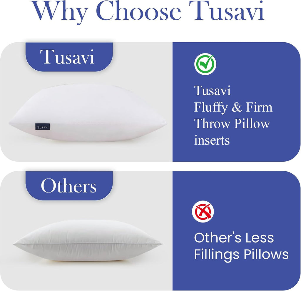 18 x 18 Throw Pillow Inserts() Firm & Fluffy Decorative Down Alternative 18 Pillows for Couch Sofa Bed Living - Set of 2
