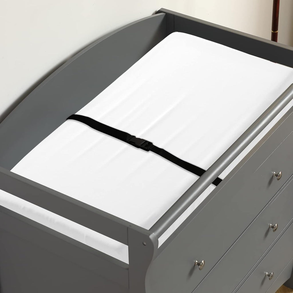 Changing Table Dresser Baby Diaper Changing Station Infant Nursing Table with 3 Drawers, Safety Rail & Strap , Gray |