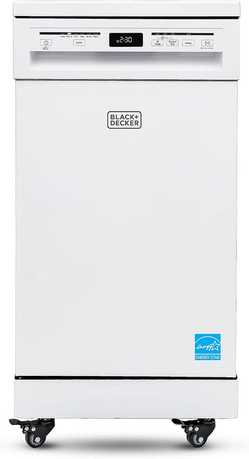 18” Portable Dishwasher, Compact Dish Washer with 8-Place Setting Capacity, Stainless Steel Tub, 6 Wash Programs