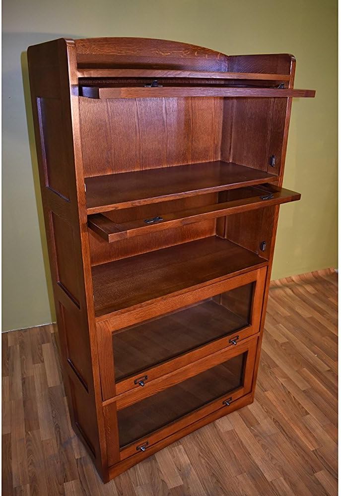 Mission Quarter Sawn Oak 4 Stack Barrister Bookcase - Wanlut