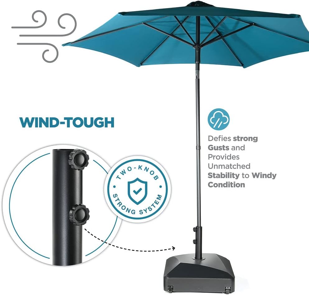 Umbrella Base - Fillable Umbrella Pole Holder 2 Knobs, with Heavy Duty Windproof Design . 4 Wheels, 2 Locks - JH4B