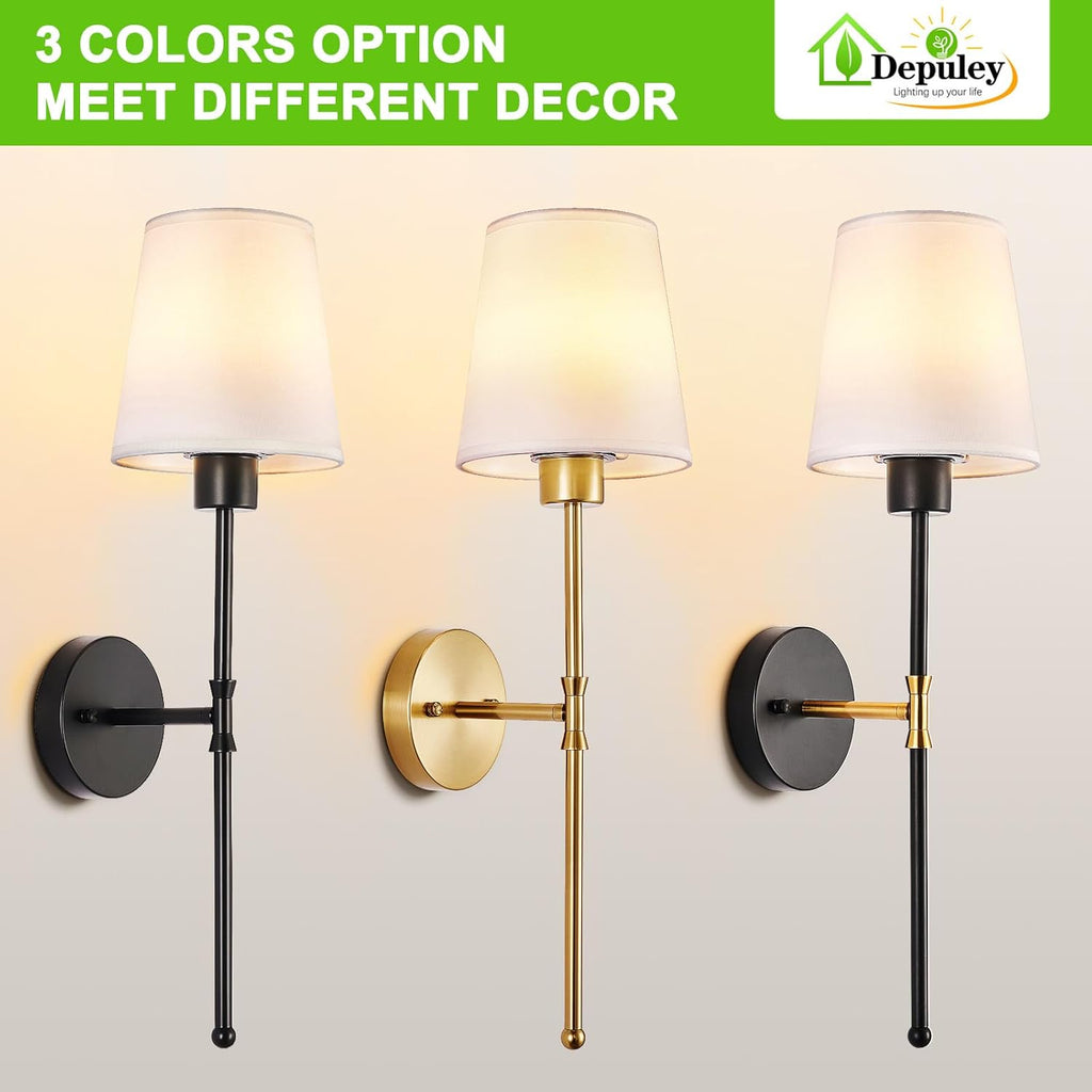 Battery Operated Wall Sconce: Set of 2 Wireless Wall Lights with 10000mAh Dimmable Bulbs and Remote for Bedroom
