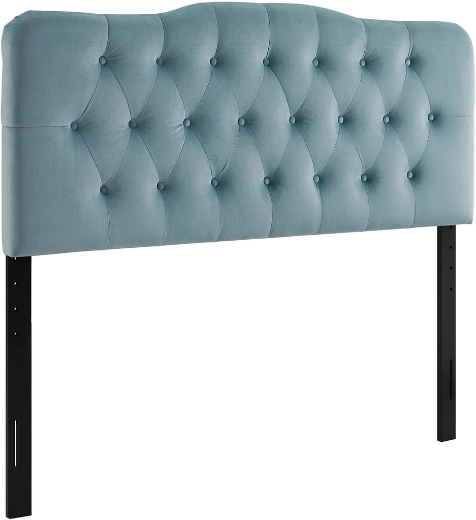 Annabel Diamond Tufted Performance Velvet King Headboard in Light Blue