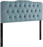 Annabel Diamond Tufted Performance Velvet King Headboard in Light Blue