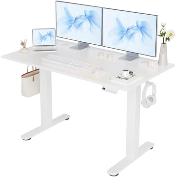 Electric Height Adjustable Standing Desk, 48x24 Inch, Cold White