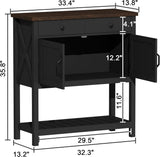 Farmhouse Console Table, Entryway Table with Storage Shelf, Coffee Bar Cabinet, Narrow Buffet Sideboard for Kitchen