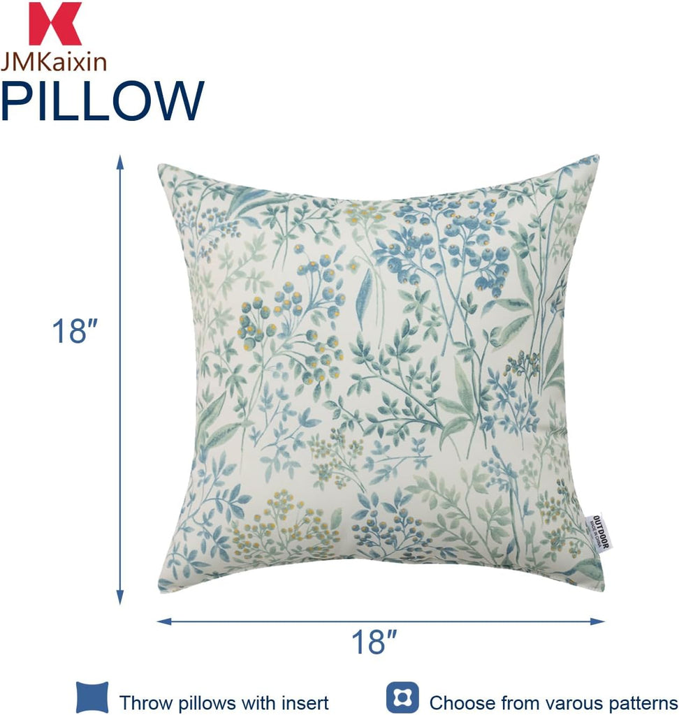 Outdoor/Indoor Throw Pillows, Pack of 2 Waterproof Decorative Throw Pillows with Inserts, 18”x18” Square Pillows