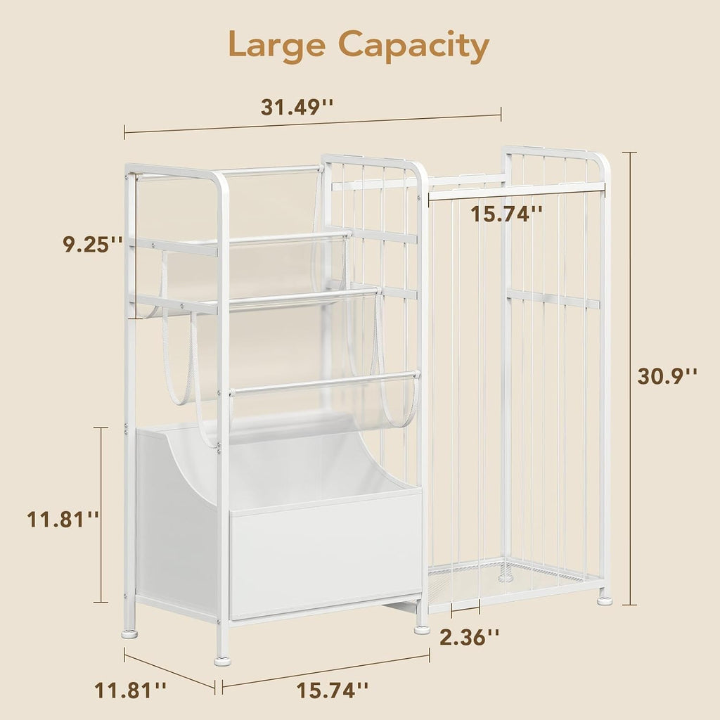 Kids Bookshelf and Stuffed Animal Storage - Multi-Function Nursery Book Shelves with Leather Toy Box and PVC Book
