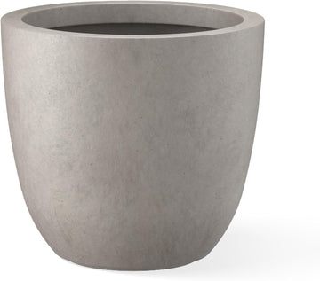 Weathered Concrete Planter 18" Dia All-Weather Round Large Pot | Handcrafted Cement Bowl, Anti-Frost & UV Outdoors