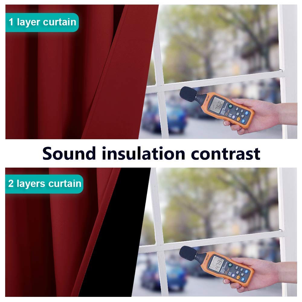 Cold Blocking 100% Blackout Curtains, Durable and Soft Black Lined Blackout Drapes, Energy Saving Decoration Sliding