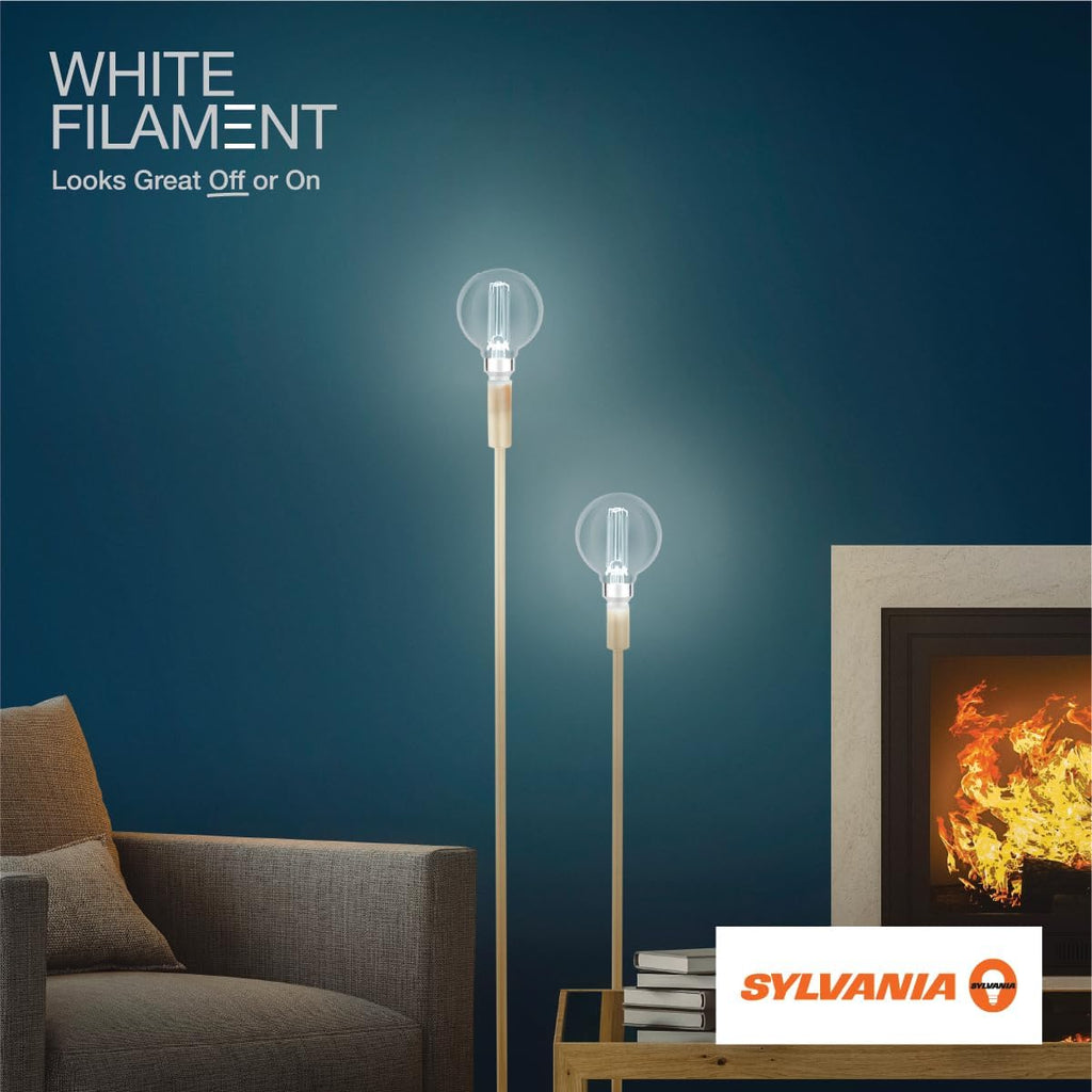 G16.5 Clear Globe LED White Filament Bulb, 3.5W, Dimmable, 350 LMS, Candelabra Base, 2700K, Soft White - 2 Pack (42243)