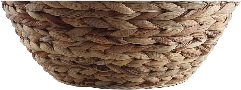 24.5" Natural Water Hyacinth Farmhouse Basket Table Lamp, Coastal Decor Bedroom Nightstand, Light Gray Linen Shade