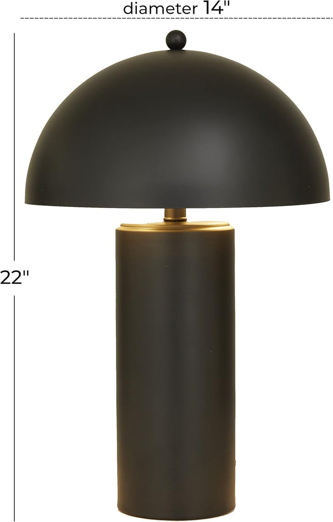 79 Metal Room Accent Lamp Table Lamp with Dome Shade, Lamp 14" x 14" x 22", Black