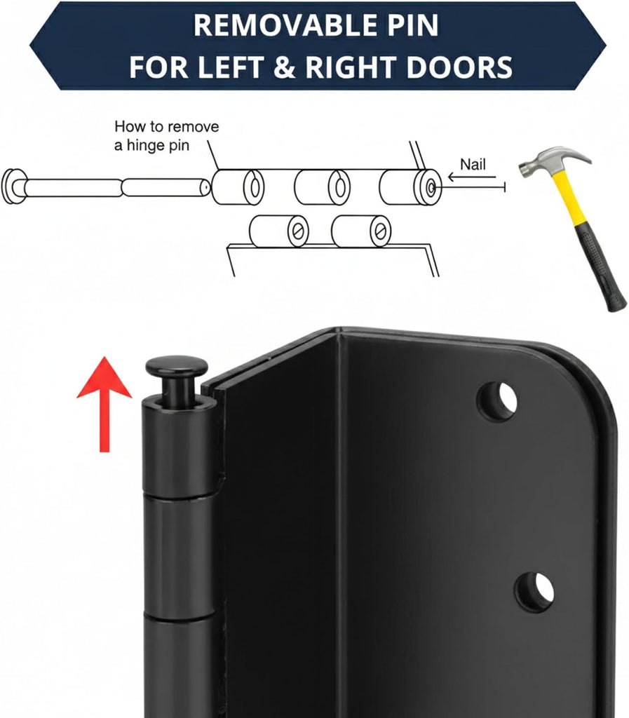 3-Pack Offset Door Hinges, Matte Black Door Hinges 3.5 Inch 5/8" Radius Corner for Handicap