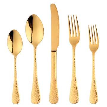 20-Piece Gold Plated-Flatware Silverware Set, Stainless Steel Cutlery Sets, Multipurpose Use, Restaurant, Hotel