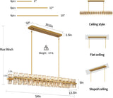 Modern Crystal Chandeliers L54in Large Brass Rectangle Chandelier, K9 Crystal Pendant Lights Kitchen Island,Chandeliers for Dining Room, For Over the Dining Table,Kitchen Island,(60xG4 Bulbs Included) A117-B0F6T19LPC