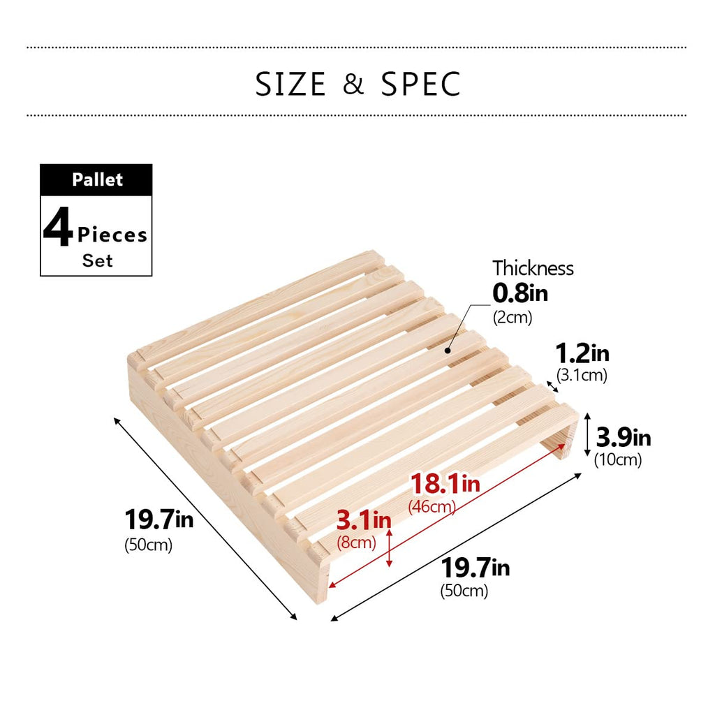 Pallet Bed Slats 4 Pieces (for Additional Purchase) Pine Wood Natural, Japanese Futon Mattress Floor Sleeping Tatami