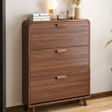 Modern Wall Mount Shoe Cabinet, 3-Tier, Brown, 60*17*119cm, 10-12 Pairs, Entryway/Living Room