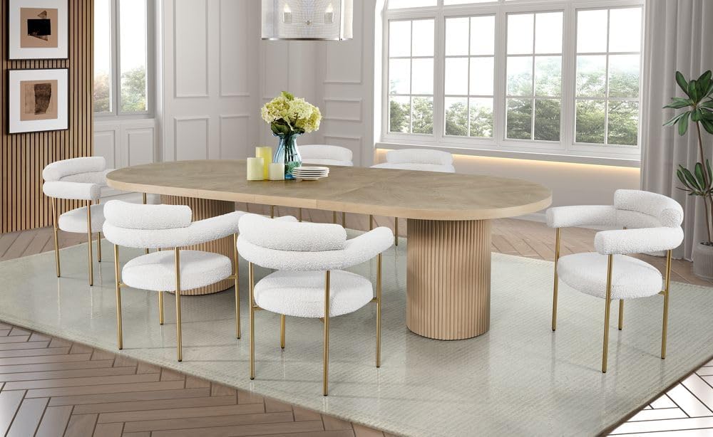 Dobby 90"-123" Extendable Oval Wooden Mid Century Modern Dining Table with Double Pedestal Base, Oval Dining Table