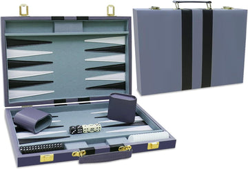 Backgammon Set - Classic Board Game with Premium PU Leather Case - Portable Travel Strategy Backgammon Game Set