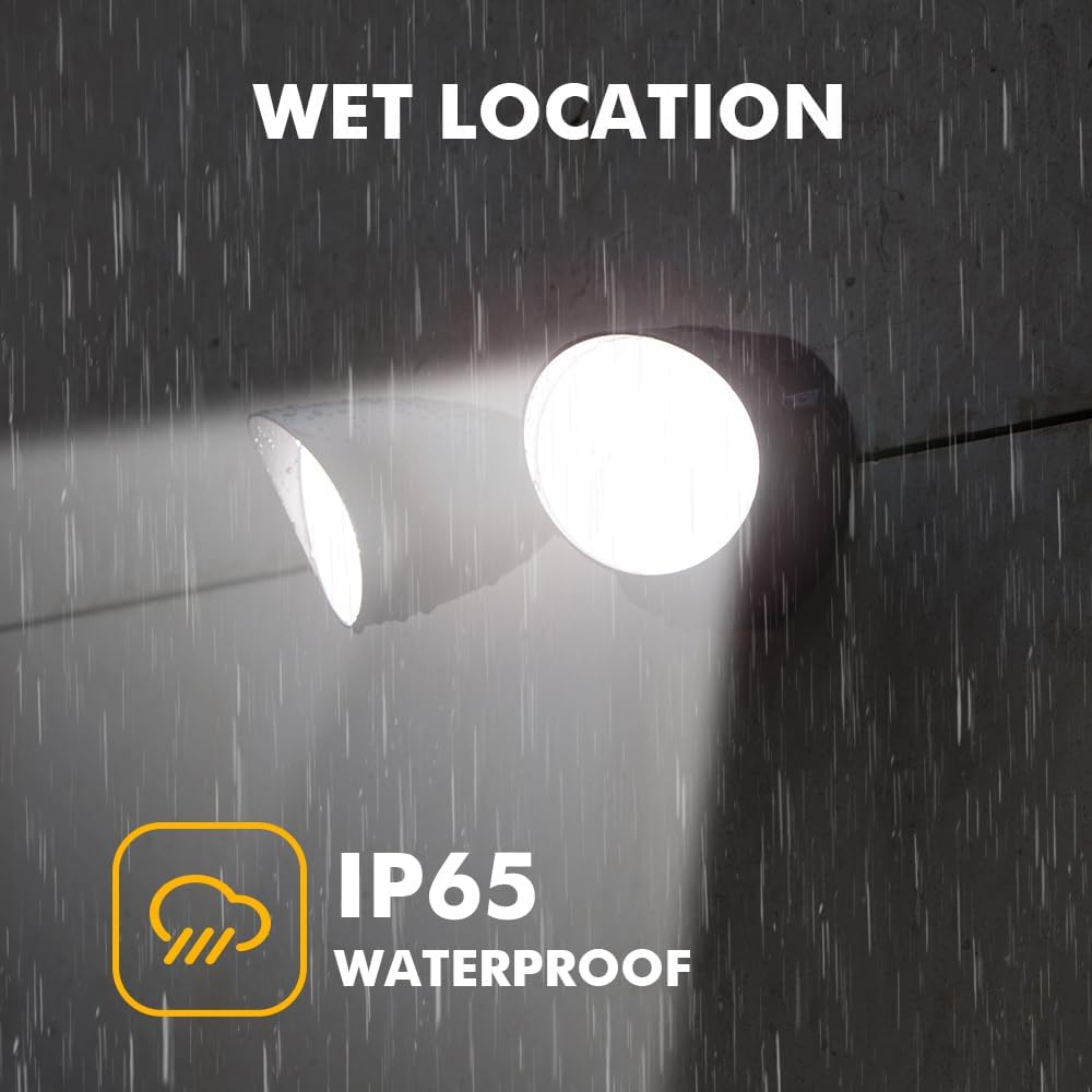 6222B-D2D 3500 Lumen 32 Watt Dusk to Dawn Dual-Head Flood Light Outdoor Waterproof Exterior Security Floodlight